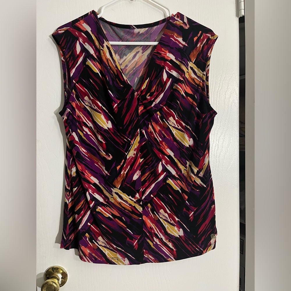 Moving Sale! Multicolored V Neck Blouse